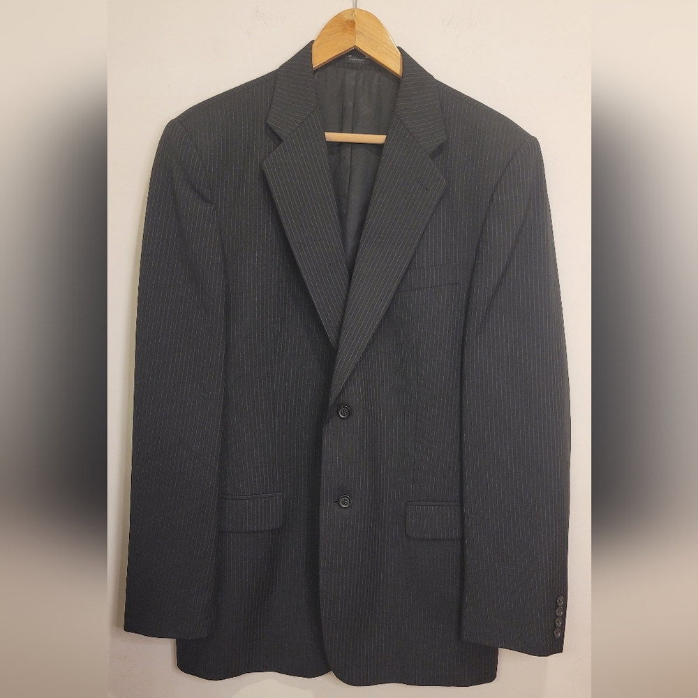 Black Pinstripe Blazer 42L Career Interview‎ Suit Jacket  Express